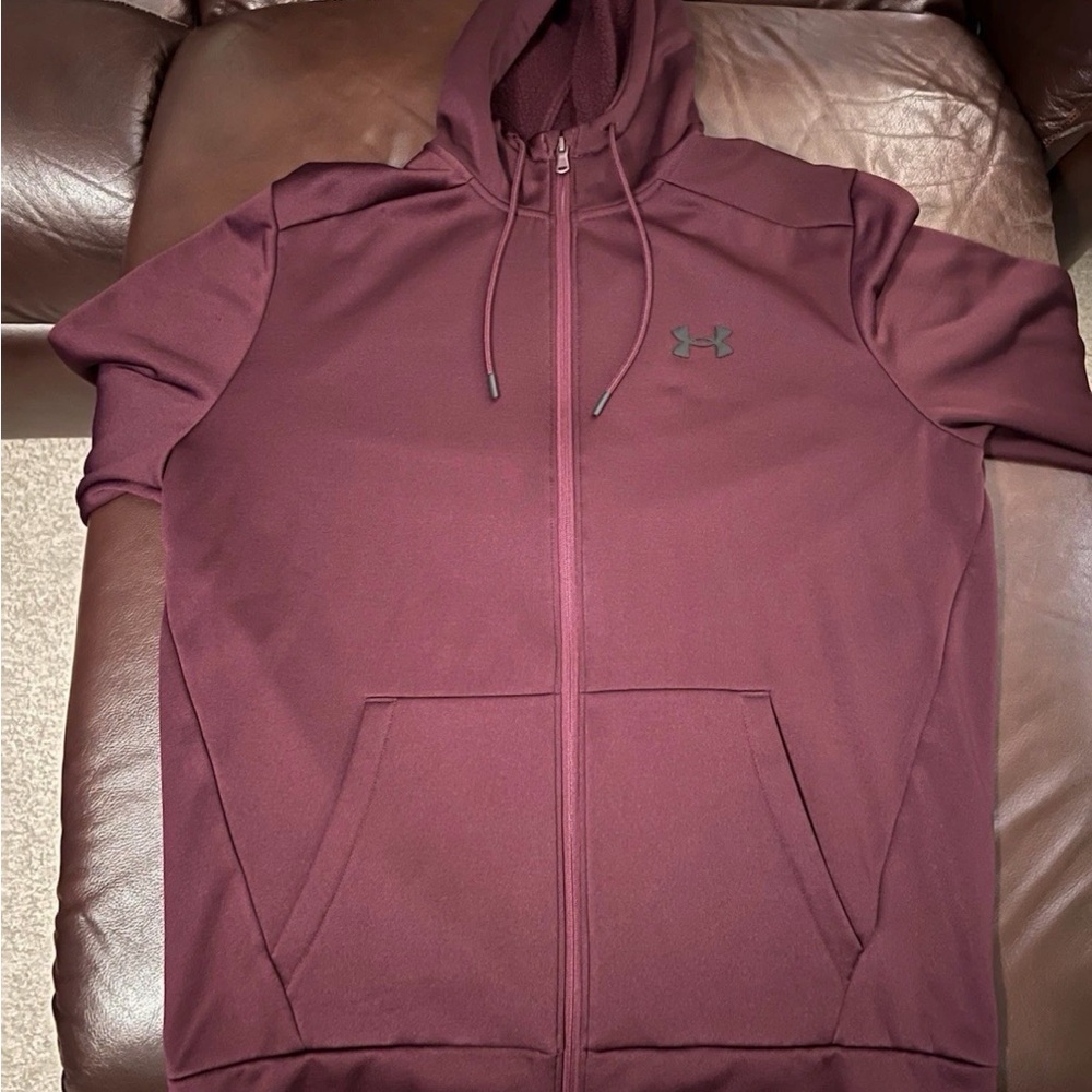 Mens Under Armour armour fleece Burgundy & dark blue Full-Zip Hoodies X2